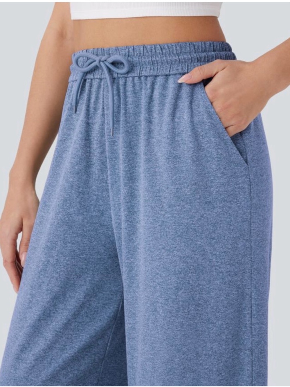 HALARA High Waisted Drawstring Pocket Wide Leg Casual Pants Size L - Picture 4 of 6